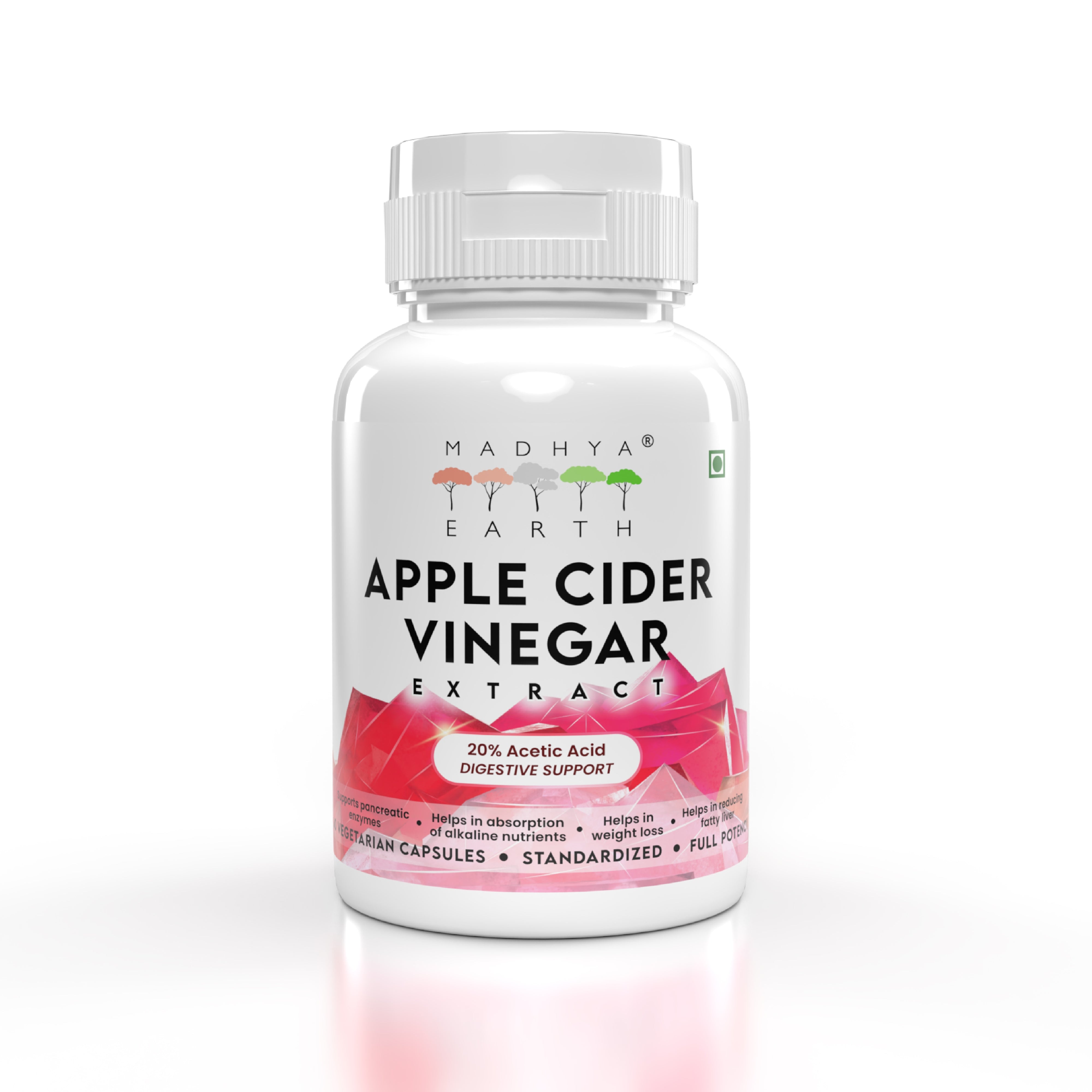 Madhya Earth Apple Cider Vinegar Extract Capsules 650mg Bottle of 60 Capsule