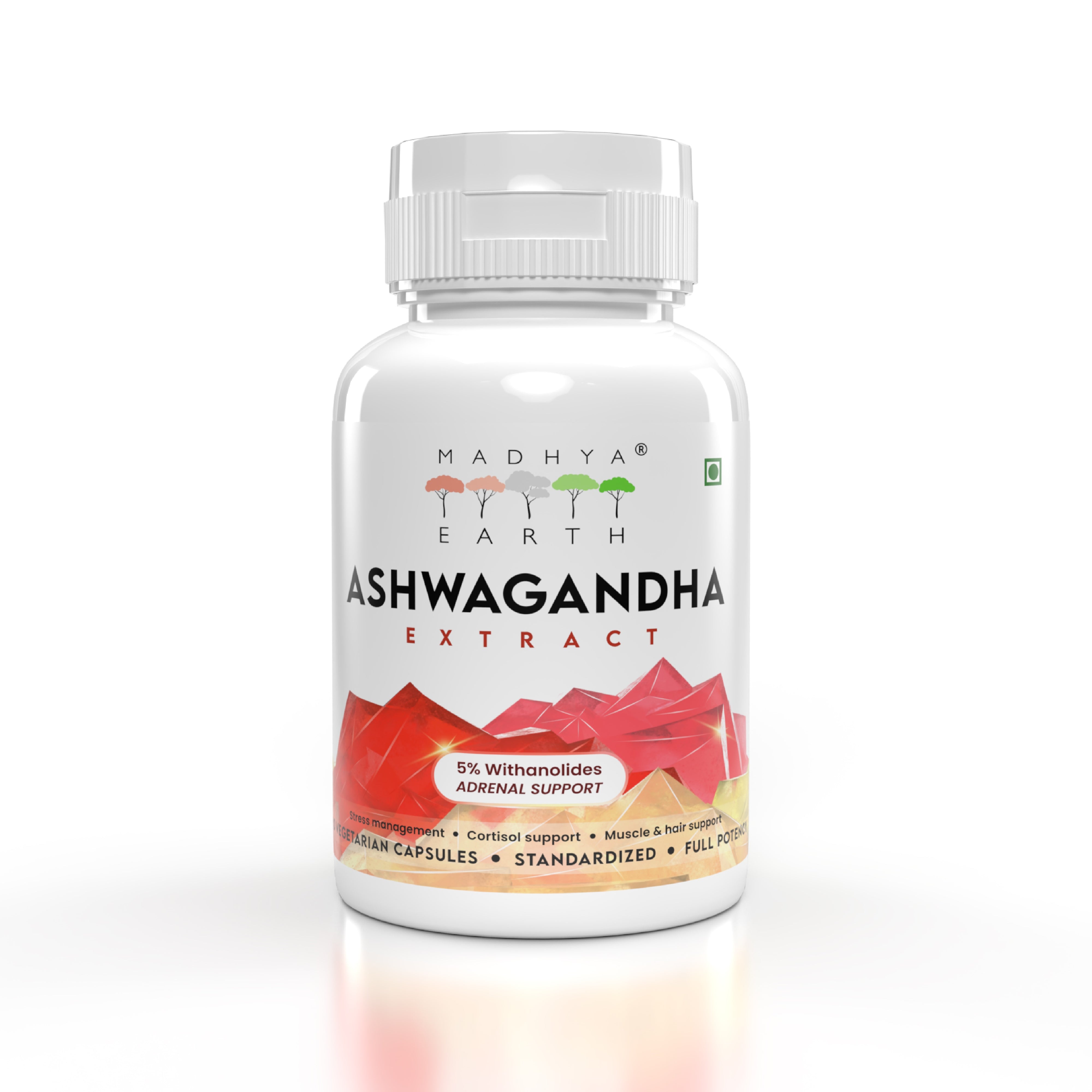 Madhya Earth Ashwagandha Extract Capsules 650mg Bottle of 60 Capsule